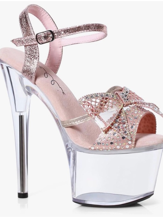 Ellie Shoes - NWT-Women's 709-vamp -Sparkling Pink Crystal Stellato 7”inch with Clear Heel